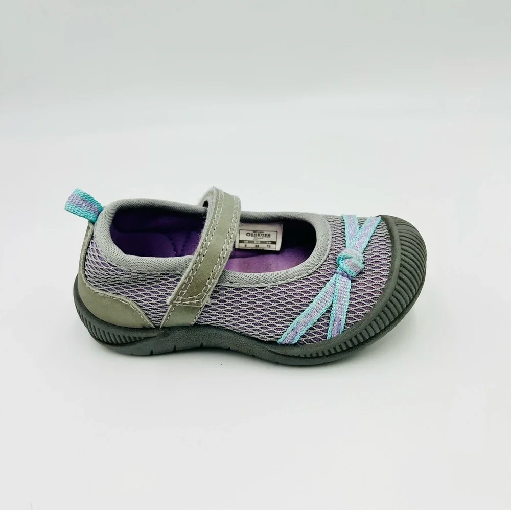 Oshkosh B’gosh shoes Blyss Mary Jane sandals loafers gray kids girl size 6